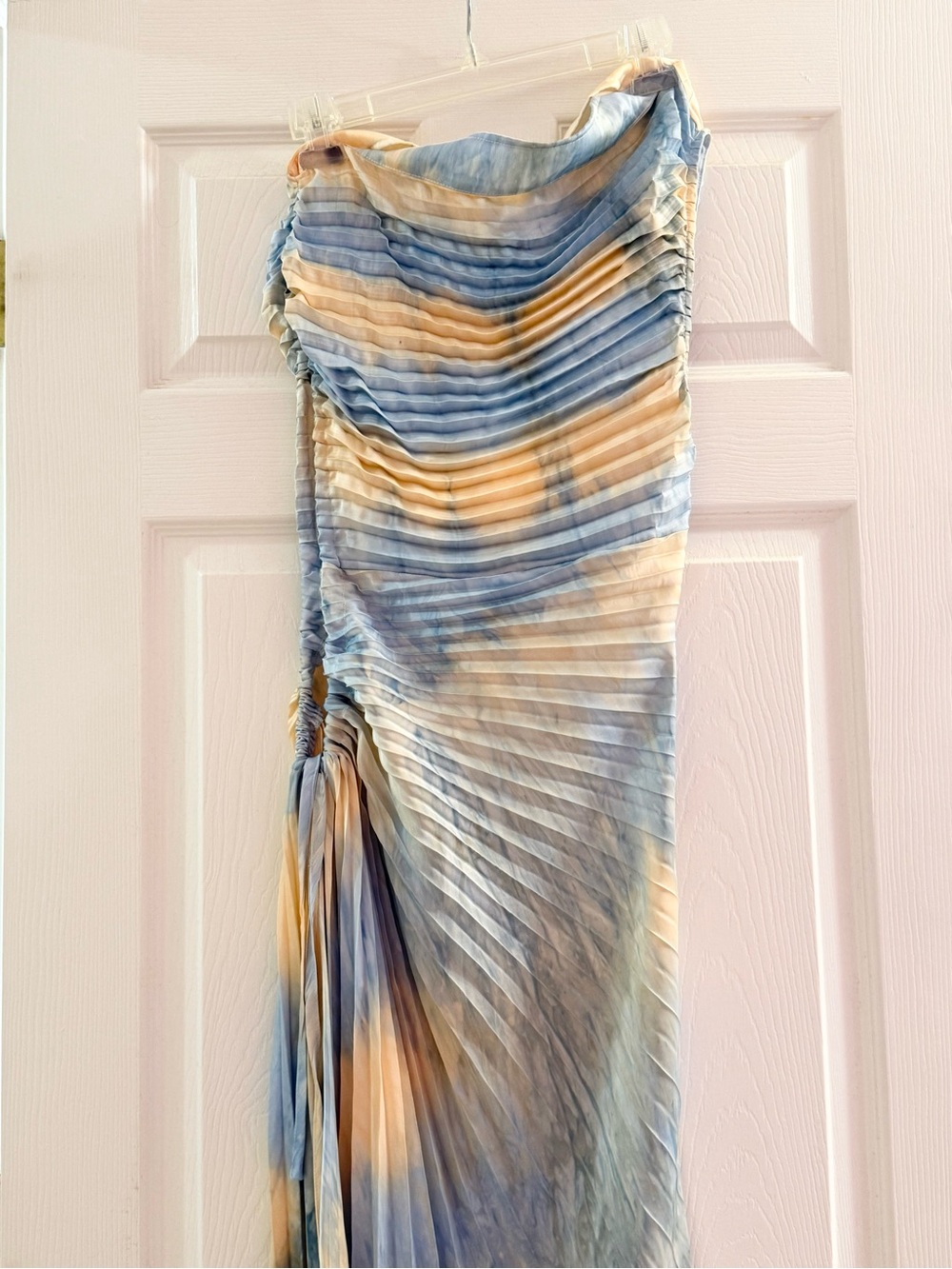 Endless Blu Strapless Pleated Maxi Dress in Blue and light orange - Picture 14 of 16
